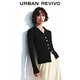 UR冬季新款女裝休閑撞色紐扣修身針織開(kāi)衫UYY950132 黑色 M
