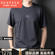 SUSTYLE奢侈高端品牌短袖t恤男2025新款夏季純色薄款涼感冰絲棉打底衫T恤 青灰色[禮盒裝] 3XL 190適合180-200斤