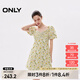 ONLY夏季時尚顯瘦泡泡袖收腰短裙連衣裙女|124207055 HB0 檸檬樹下粉底 S (160) 80A