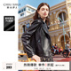 秋水伊人復古機車(chē)皮衣女2025年秋裝新款短款翻領(lǐng)皮夾克今年流行黑色外套 黑色 L