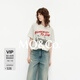 MO&Co.【秦嵐同款】短袖T恤2025春新品做舊搖滾印花寬松MBE1TEET08 本白色 S 160