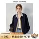 VEGA CHANG美式短外套女春秋新款今年流行設(shè)計(jì)感假三件小個(gè)子上衣 藏青色 M