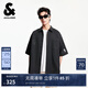 杰克·瓊斯（JACK&JONES）夏季寬松翻領(lǐng)紐扣單側(cè)口袋底擺刺繡時(shí)尚潮流襯衫男裝225204004 E42幻影灰 常規(guī) S