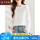 恰凡（QIAFAN）白色衛(wèi)衣女春秋級(jí)寬松顯瘦百搭圓領(lǐng)長(zhǎng)袖T恤女休閑百搭打底衫上衣 白色 M