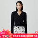 哥弟真的好（GIRDEAR）女裝百搭V領(lǐng)蔥紗短款針織開衫女A400873 黑 M (3碼)