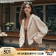 Olrain歐芮兒麂皮絨連帽短外套女秋季新款休閑百搭寬松上衣防風(fēng) 奶油杏 S