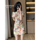 歌芭杉（GEBASHAN）品牌女裝新品復古印花旗袍連衣裙女裝2025新款高腰顯瘦包臀裙女 圖片色 M