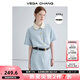 VEGA CHANG法式茶歇連衣裙女2025夏季新款高級感氣質(zhì)小個子顯瘦赫本風(fēng)長裙子 baby藍（長款升級版） M