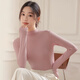 莀楚粉色半高領(lǐng)長(cháng)袖打底衫女秋冬季新款一片式肌底衣修身薄款內搭上衣 皮粉色 L （建議102-114斤）