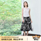 顏域復(fù)古黑白印花半身裙2025早春新款中長(zhǎng)款A(yù)字裙氣質(zhì)顯瘦半裙女 黑花 M