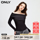 ONLY設(shè)計(jì)感休閑百搭翻領(lǐng)雙色螺紋針織衫女|123413069 H1Z 黑色 M 165/84A