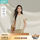 茵曼（INMAN）【亞麻】茵曼淡人穿搭正肩短袖T恤女2025年夏季新款內(nèi)搭顯瘦上衣 淺杏色-77.4%棉 22.6%亞麻 L