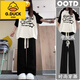 G.DUCKKIDS女童套裝2025夏季新款時(shí)尚拼接短袖T恤學(xué)院休閑闊腿褲兩件裝中大 2160黑白拼色+黑色長(zhǎng)褲品質(zhì) 170 建議身高160厘米以內(nèi)