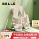 百麗（Belle）簡約一字拖女商場(chǎng)同款編織休閑拖鞋A8Z1DBT4 米白-粗跟款 38 (240mm)