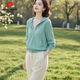 皮爾卡丹（pierre cardin）今年流行女裝2025年開(kāi)春新款輕薄洋氣慵懶風(fēng)黃色連帽衛衣外套上衣 薄荷綠 L 【建議105-120斤】