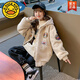 G.DUCKKIDS輕奢品牌女童冬裝外套兒童加絨厚羊羔毛連帽保暖棉衣5-14歲女大童 米色 160 cm