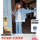 ELLE KIDS童裝  老錢風(fēng)春季女童翻領(lǐng)全棉復(fù)古水洗牛仔刺繡拉鏈外套 寶藍(lán)色 165 （M）