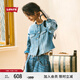 Levi's李維斯女士法式元?dú)鈺r(shí)尚潮流休閑簡(jiǎn)約圓領(lǐng)短款藍(lán)色牛仔外套 淺藍(lán)色 S