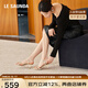 萊爾斯丹氣場女王2025春夏新款時尚百搭一字帶羊皮涼鞋女6M59905 奶茶杏 BEK 37 （235mm）