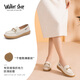 Walker Shop奧卡索單鞋女職業(yè)皮鞋休閑豆豆鞋女一腳蹬樂(lè)福鞋女V151019米色38