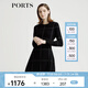 PORTS寶姿女裝秋冬新品長(zhǎng)袖中長(zhǎng)連衣裙 黑/白 XL