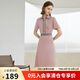 顏域（YANYEE）短袖通勤拉鏈襯衫裙子連衣裙女2024年夏季新款收腰顯瘦中長(zhǎng)裙 粉色 L/40