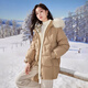 DRPR品牌女裝冬季新款毛領(lǐng)中長款羽絨服女韓版寬松百搭加厚保暖外套 燕麥色 XS
