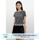 迪賽尼斯（DESIGNICE）2025年夏季新款通勤氣質(zhì)百搭正肩短款純色圓領(lǐng)短袖T恤女 深灰 M