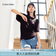 Calvin Klein Jeans夏季女士休閑字母印花ck抽褶設(shè)計(jì)黑色短袖連衣裙J221124 BEH-太空黑 XS