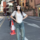 MR.KA百搭白色短袖t恤女夏季2025v領(lǐng)薄款上衣正肩打底衫內(nèi)搭夏款女 白色 M 建議90-100斤