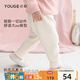 幼歌（YOUGE） 男女寶寶簡(jiǎn)約百搭毛線(xiàn)褲秋季新款保暖長(cháng)褲翻邊收口褲子 米杏 110 cm
