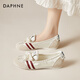 達芙妮淺口芭蕾舞蹈鞋女平底低跟輕便一腳蹬通勤透氣運動(dòng)休閑鞋 米色37