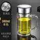 天喜（TIANXI）雙層玻璃杯便攜耐熱家用杯子加厚帶把辦公過(guò)濾泡茶水杯 鋼本色380ml