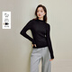 茵曼無(wú)縫一體半高領(lǐng)純羊毛衫2025秋女裝新款針織打底衫 午夜黑 M