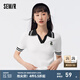 森馬針織衫女短款緊身刺繡套頭衫氣質(zhì)夏撞色polo領(lǐng)毛衫女生 本白10102 160/84A/M