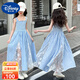 迪士尼（Disney）童裝女童夏季連衣裙2025新款兒童裙子夏天無(wú)袖格子吊帶裙女孩長(cháng)裙 藍色 120 建議5~6歲（110-120cm）
