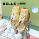 百麗（Belle）跑道歪頭德訓(xùn)鞋女25秋新商場款網(wǎng)面透氣薄底休閑鞋E3H1DCM5 黃色 37 (235mm)