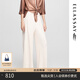 歌力思（ELLASSAY）【安心品質(zhì)】2025春夏新款簡(jiǎn)約多色捏褶顯瘦直筒闊腿休閑褲女 香檳杏 XS
