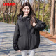 鴨鴨輕薄羽絨服女士短款連帽2025秋冬新款小個子時尚百搭羽絨夾克外套 黑色 XL