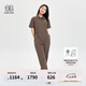 KOLON SPORT/可隆連體褲闊腿 女子戶外防潑水休閑露營(yíng)運(yùn)動(dòng)拉鏈褲子 LKOP4MT576-BR 棕色 S 160/84A