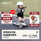 貝易滑板車(chē)兒童1-3-6-12歲多功能遛娃神器滑滑車(chē)至尊款周歲生日禮物 【二合一騎滑款】云母灰