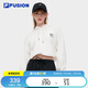 FILA FUSION斐樂潮牌女子連帽衛(wèi)衣2025春季純棉寬松針織上衣