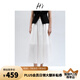 H's高支高密全棉半身裙女25夏新款A(yù)字傘裙抽繩松緊腰通勤花苞腰裙 本白 S