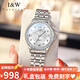 I&W CARNIVAL HWGUOJI瑞士品牌IW手表女機械表進口機芯全自動女士手表情人節(jié)禮物送女友 銀白鋼帶/進口機芯+原裝皮表帶