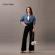 Calvin Klein【七夕禮物】單肩包鏈條包包字母旋扣翻蓋CK女包斜挎馬鞍包DH3240 YAF-牛乳白 OS