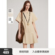 ELLE【商場同款】ELLE法式亞麻襯衫式連衣裙女2025夏季新款寬松裙子 卡其 M
