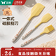 雙槍硅膠刮刀奶油抹刀油刷食品級烘焙工具耐高溫鏟子刷子一體式刮板刀 大刮刀+小刮刀+油刷