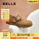 百麗（Belle）厚底勃肯鞋女2025春季新款毛毛雪地短靴棉鞋子D4W1DAM5 棕色-單里 40 (250mm)
