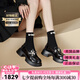 Ebonka輕奢品牌真皮小皮鞋女款2025夏季厚底樂福鞋學(xué)院風(fēng)瑪麗珍單鞋 黑色 38