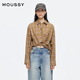 moussy 2025夏季新品復古寬松時尚舒適長袖襯衫女028ISA30-4071 555花紋駝色 均碼